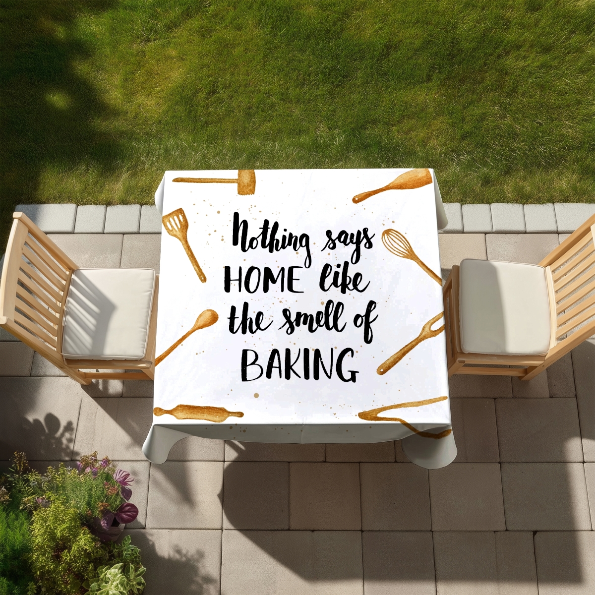 Picture of Begin Home Decor C1TC5858FGUBC8 58 x 58 in. Object Brown Tablecloth - Indoor & Outdoor Home Decor - Home & Baking