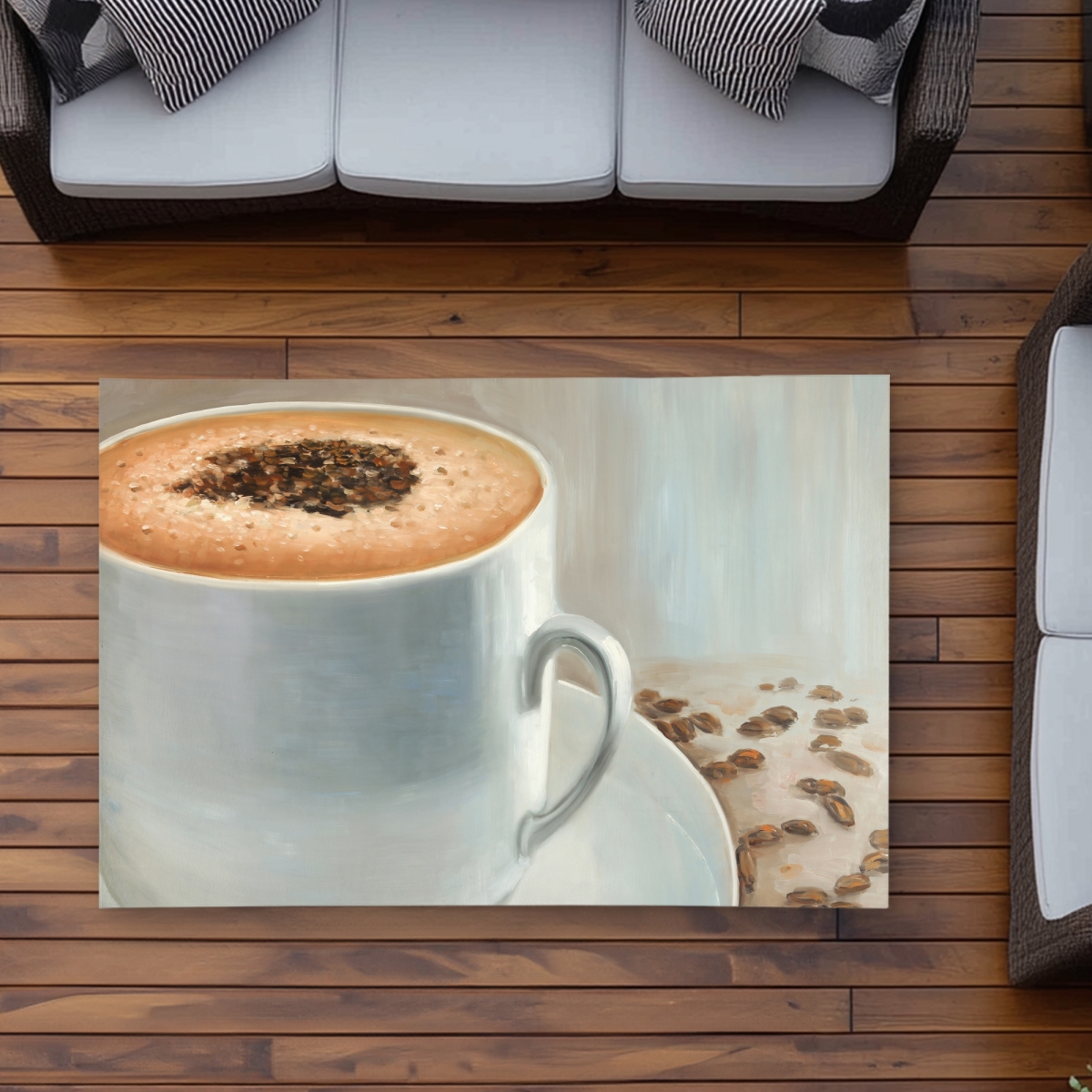C1ROAR35HBJUPH 3 x 5 ft. Cappuccino Time Still Life Gray Outdoor Area Rug for Home Decor - Rectangle