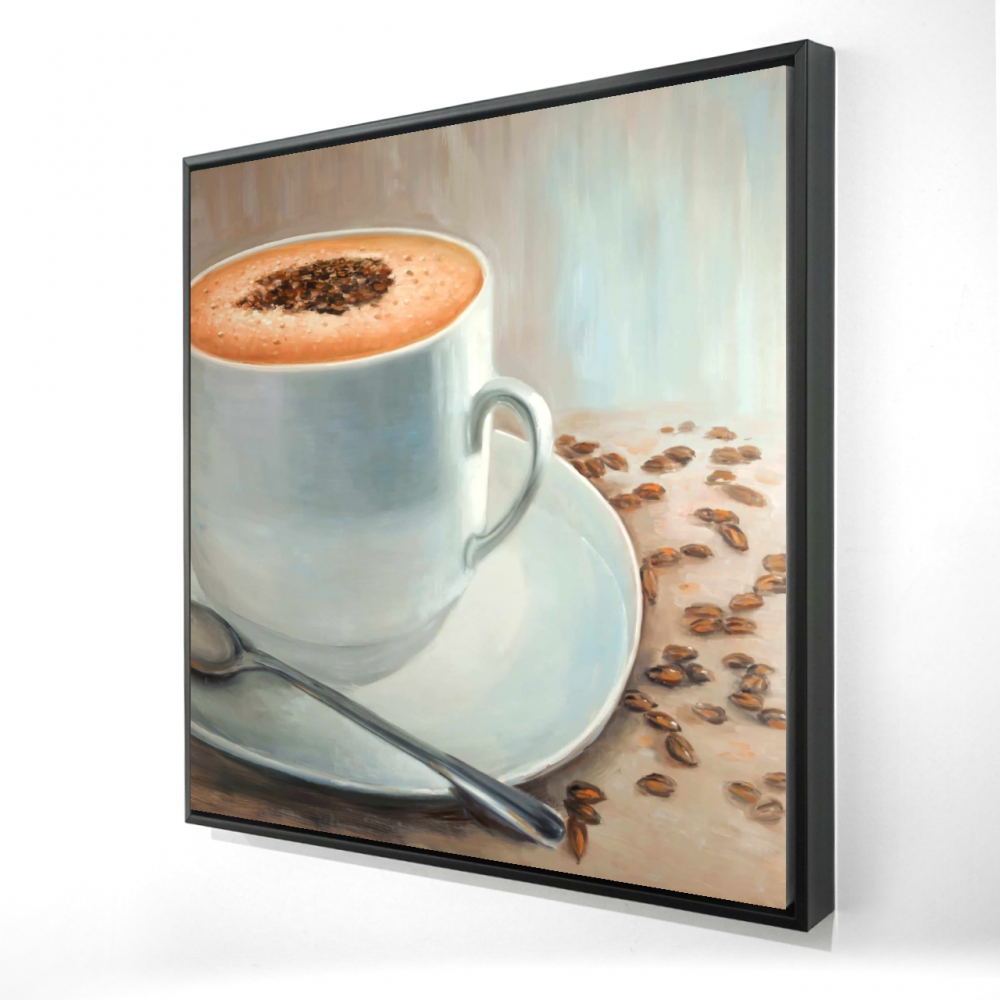 2081-3636-GA66 36 x 36 in. Cappuccino Time - Still Life Food Framed Canvas for Decor