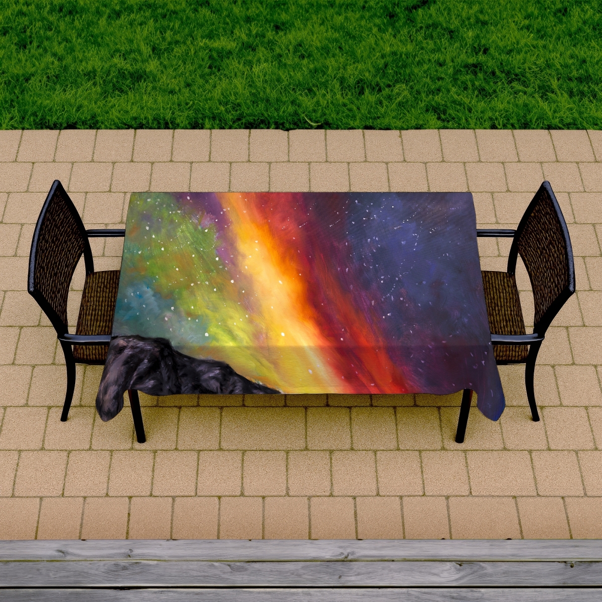 Picture of Begin Home Decor C1TCLRGEVDO3Y3 58 x 102 in. Aurora Borealis in the Mountain Tablecloth - Indoor Outdoor Decor