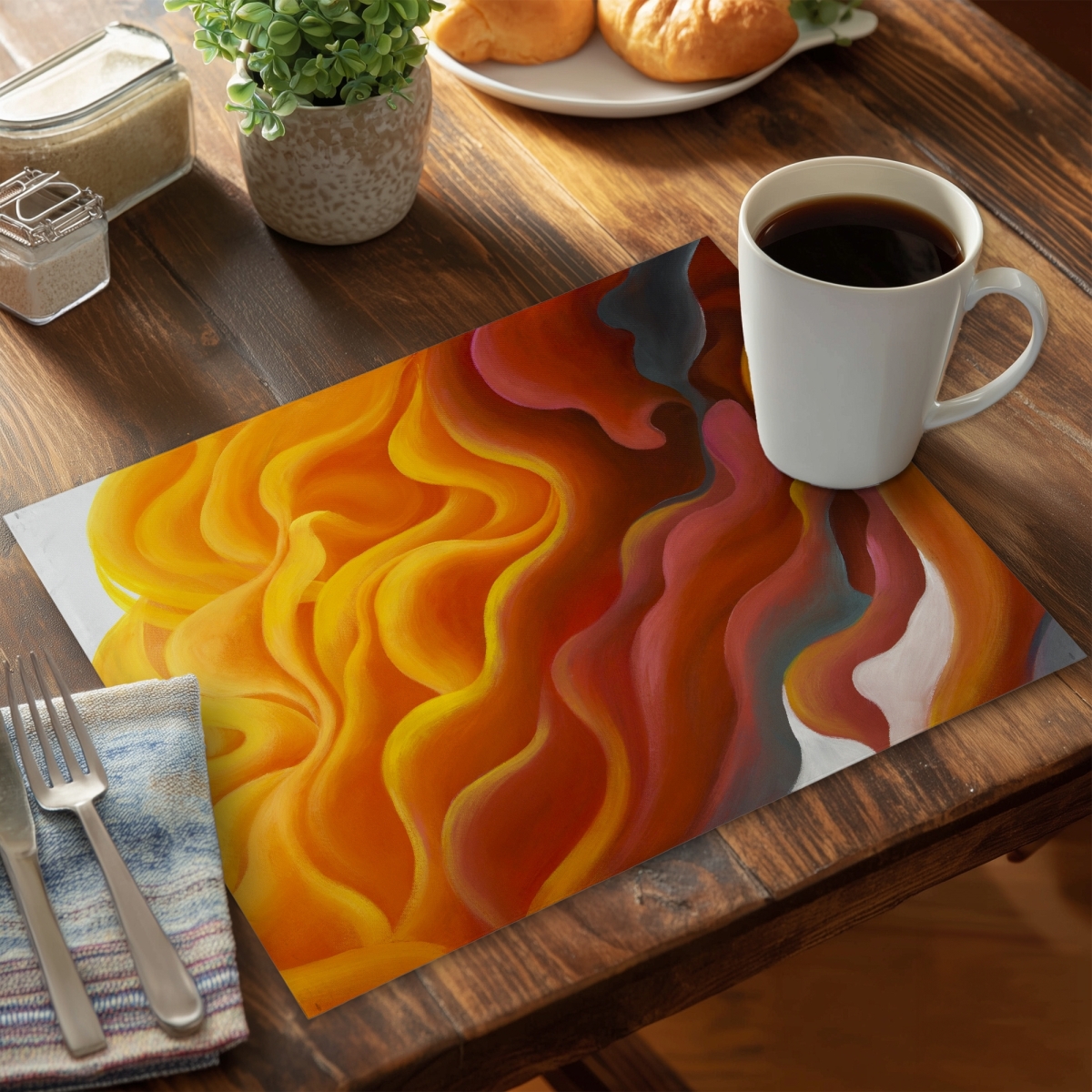 Picture of Begin Home Decor C6PP1418TAIIBR 14 x 18 in. Colorful Smoke Polyester Placemat - Stylish Home Decor Accessory - Set of 6