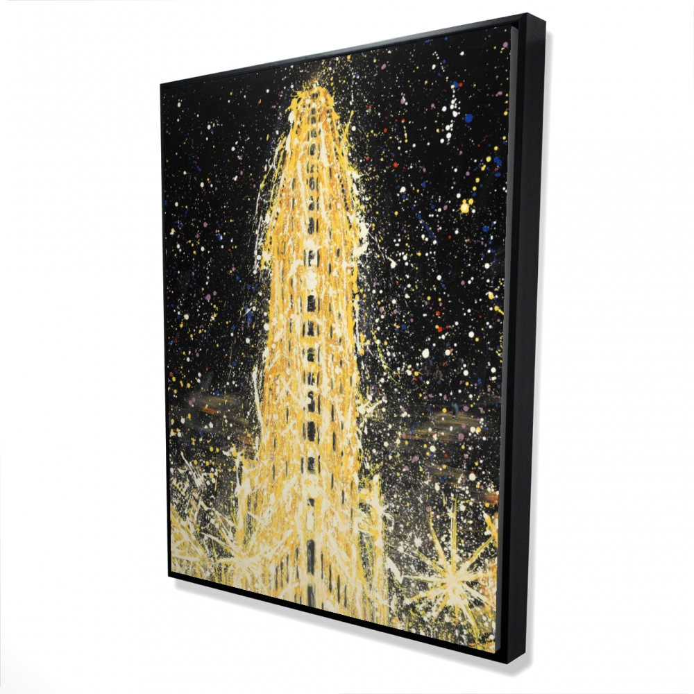 2081-4836-CI304 36 x 48 in. Abstract Flatiron Building Canvas - Black Framed Bedroom Art