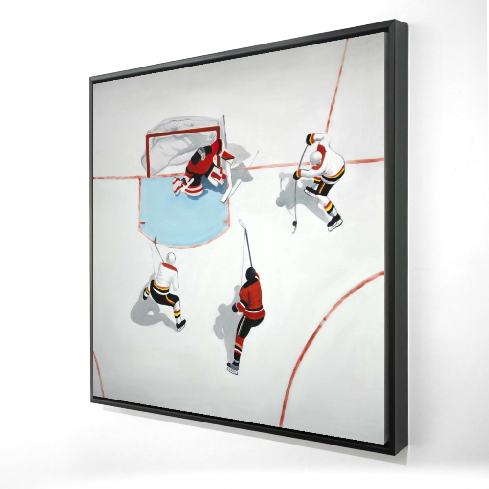 2081-2424-SP74 24 x 24 in. Eventful Hockey Game Canvas - Man Cave Decor - White Frame