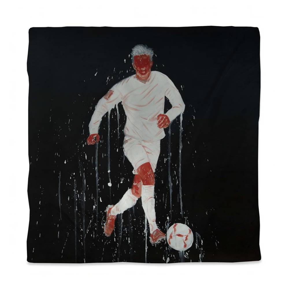 3817-SWCQ-SP75 Queen Size Black Man Cave Duvet Cover - Soccer Player Home Decor