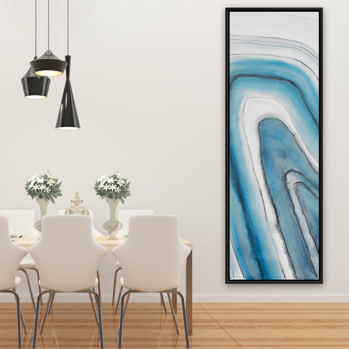 C1FC20604H34CZ 20 x 60 in. Round Geode - Blue Contemporary Framed Canvas for Home Decor