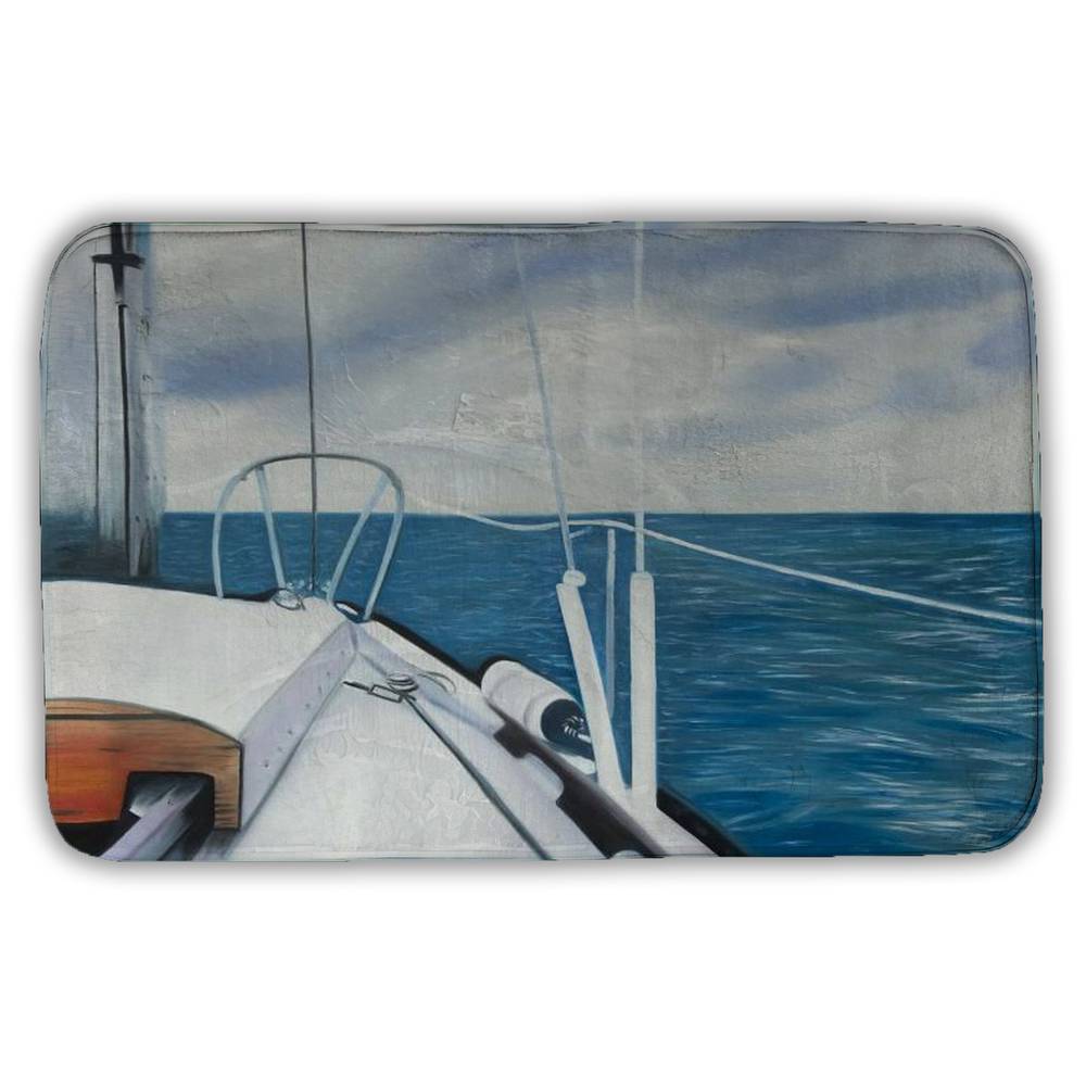 5930-2134-CO122 21 x 34 in. Sail on the Water - Coastal Blue Bath Mat for Home Decor