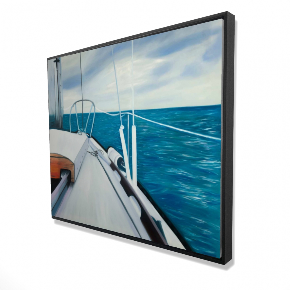2081-4860-CO122 48 x 60 in. Sail on the Water - Blue Hobbies Framed Canvas Wall Art
