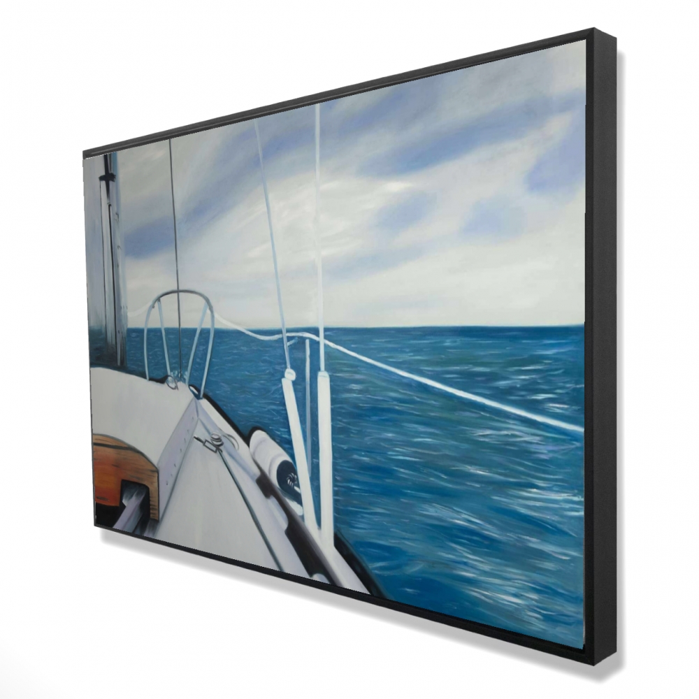2081-2436-CO122 24 x 36 in. Sail on the Water - Bathroom Marine Framed Canvas Decor