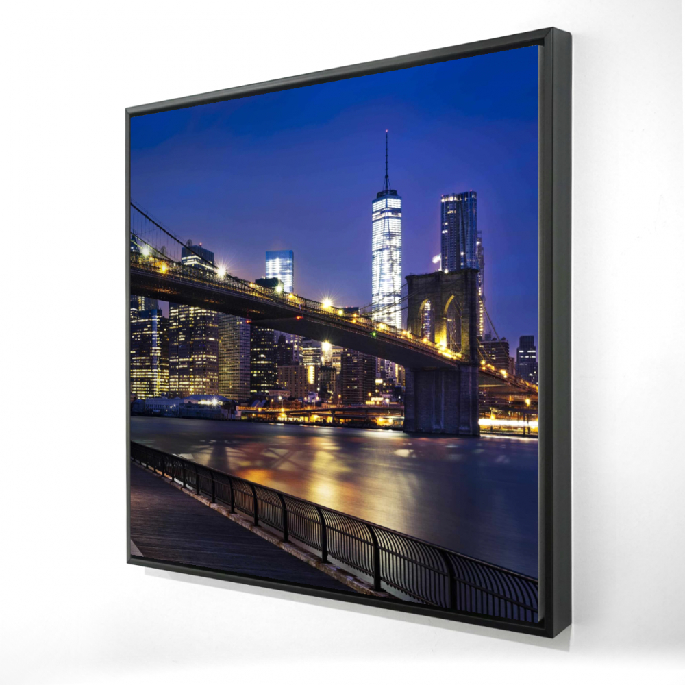 2081-3636-PH13 36 x 36 in. City At Night - Building Man Cave Framed Canvas - Home Decor