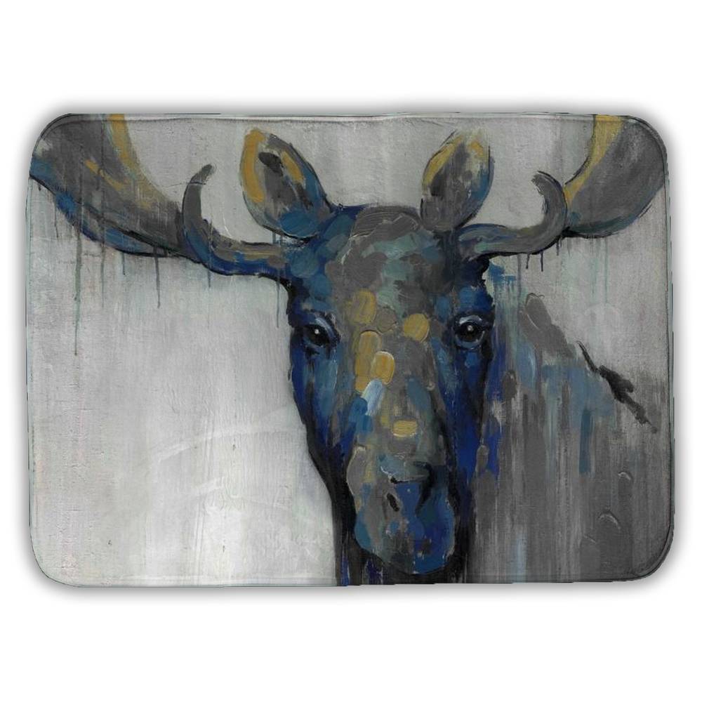 5930-1724-AN22-1 17 x 24 in. Blue Deer Rustic Bath Mat - Blue Moose Home Decor