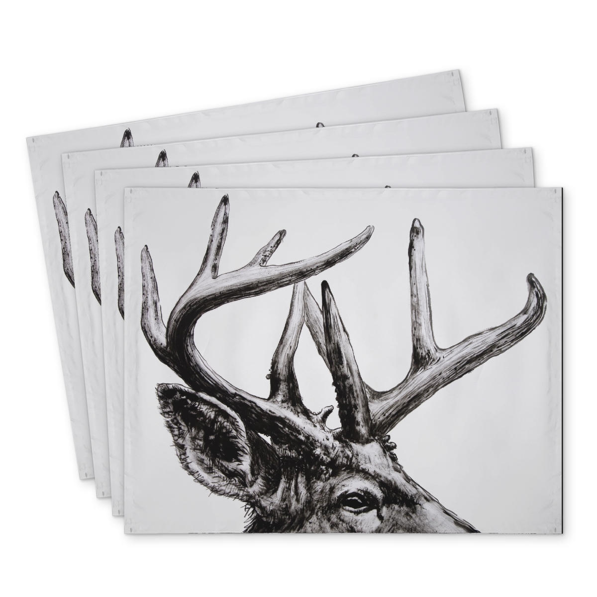 Picture of Begin Home Decor C4PP1418SOJLTM 14 x 18 in. Roe Deer Plume Polyester Placemat - Elegant Home Decor - Set of 4