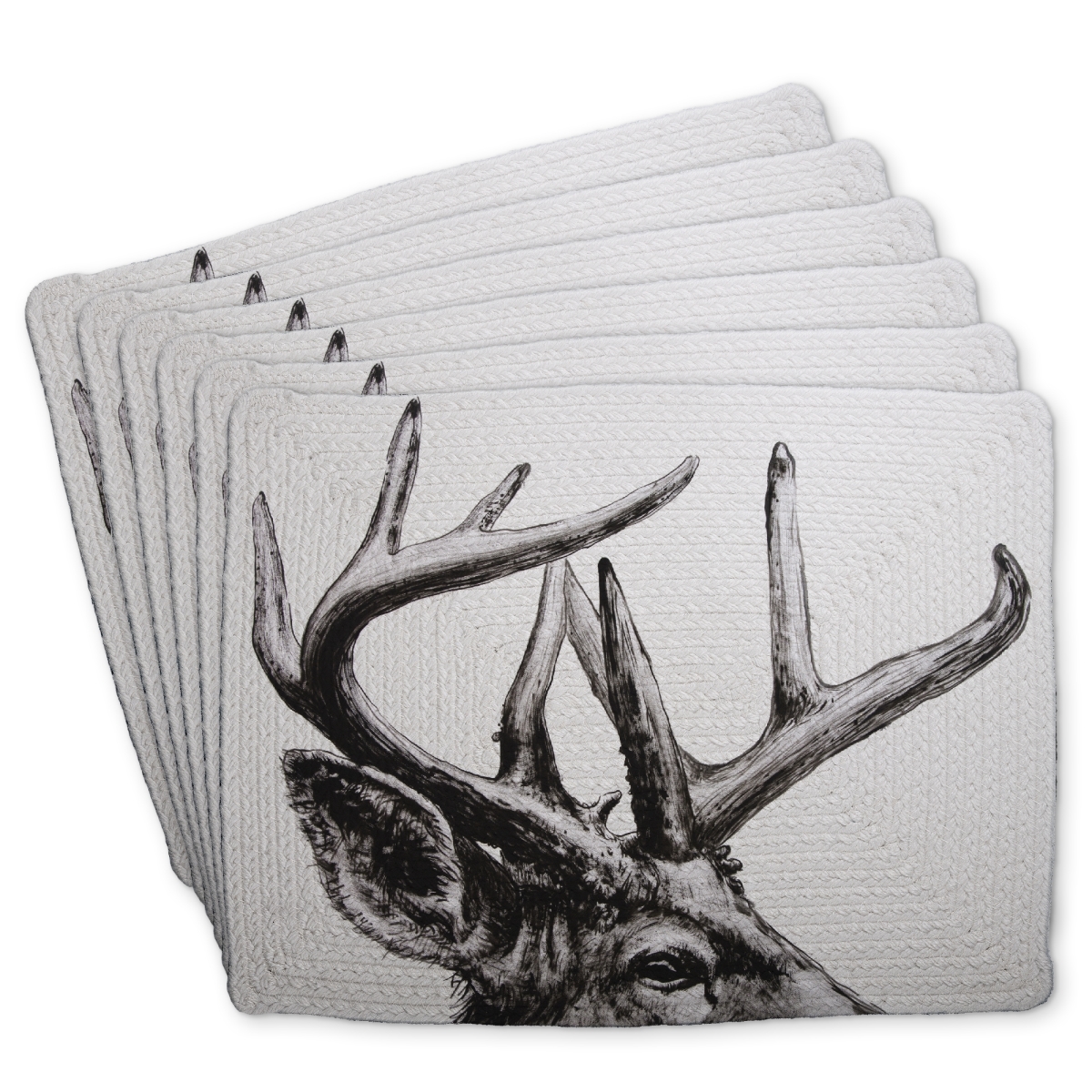 Picture of Begin Home Decor C6BP141857AKJO 14 x 18 in. Roe Deer Plume - Braided Polyester Placemat for Home Decor - Set of 6