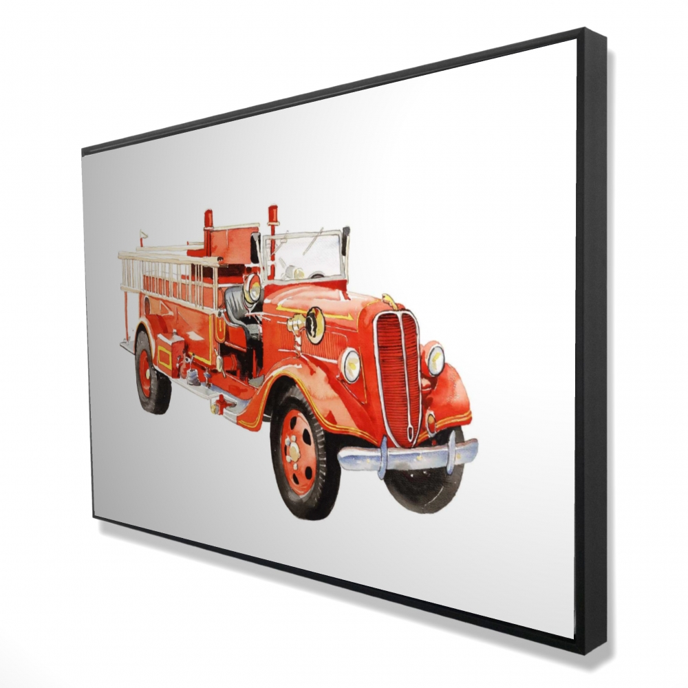 2081-2436-CH9 24 x 36 in. Vintage Fire Truck Canvas - Red Man Cave Home Decor Wall Art