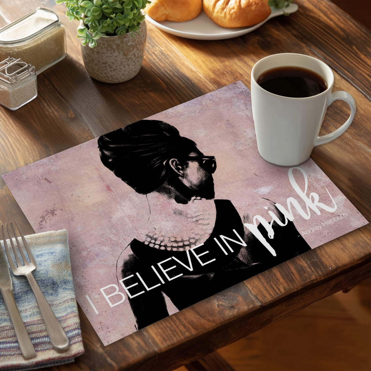 Picture of Begin Home Decor C4PP1418NNXD12 14 x 18 in. I Believe in Pink Polyester Placemat for Home Decor - Set of 4