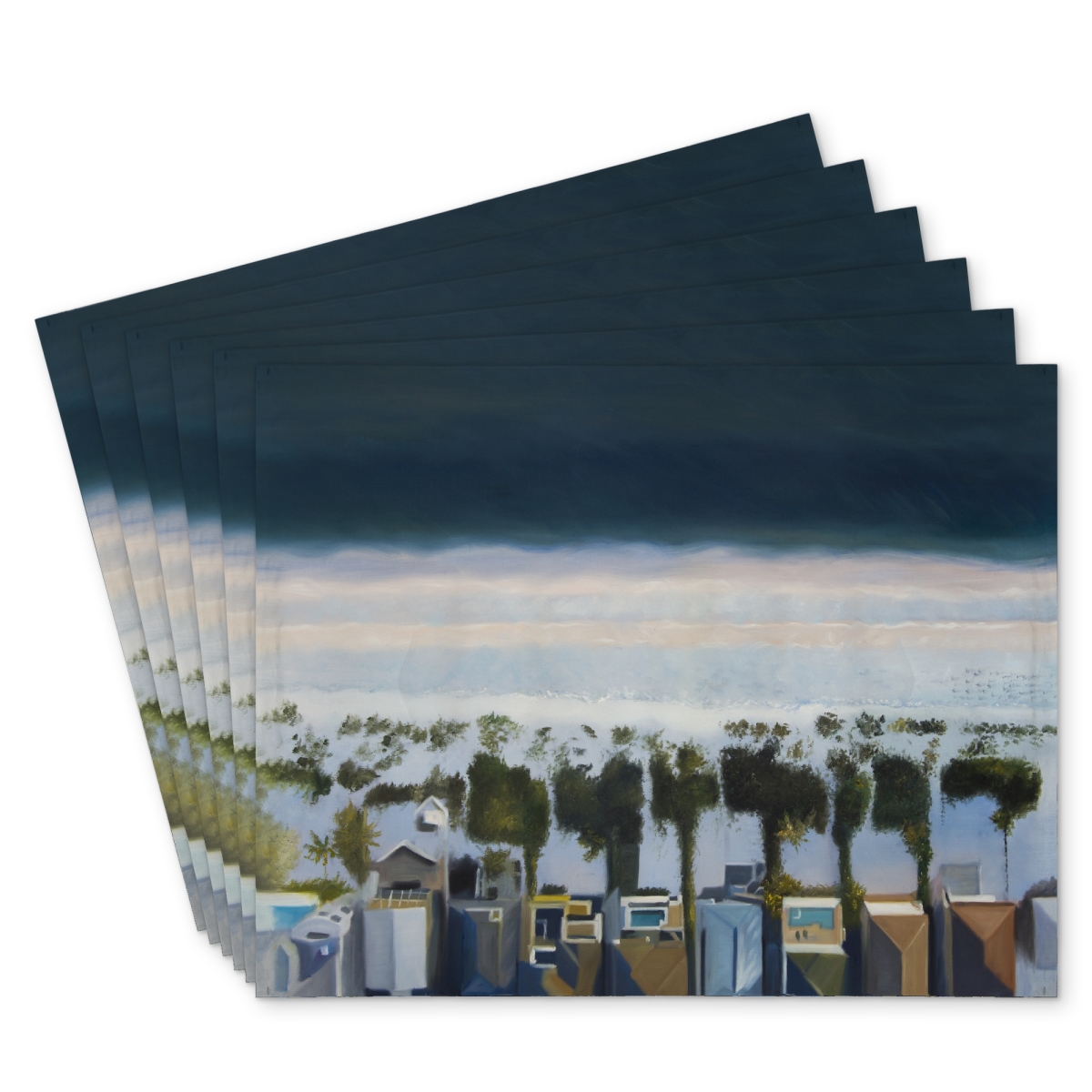 Picture of Begin Home Decor C6PP14184JIHFT 14 x 18 in. Birds Eye View of Beach Polyester Placemat - Home Decor - Set of 6