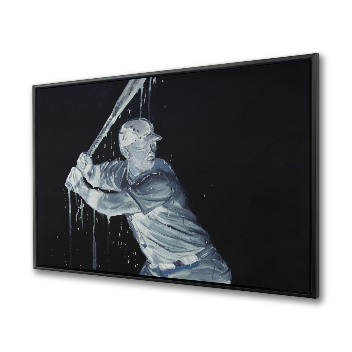 C1FC3648QOG863 36 x 48 in. Baseball Player - Modern Blue Framed Canvas - Home Decor