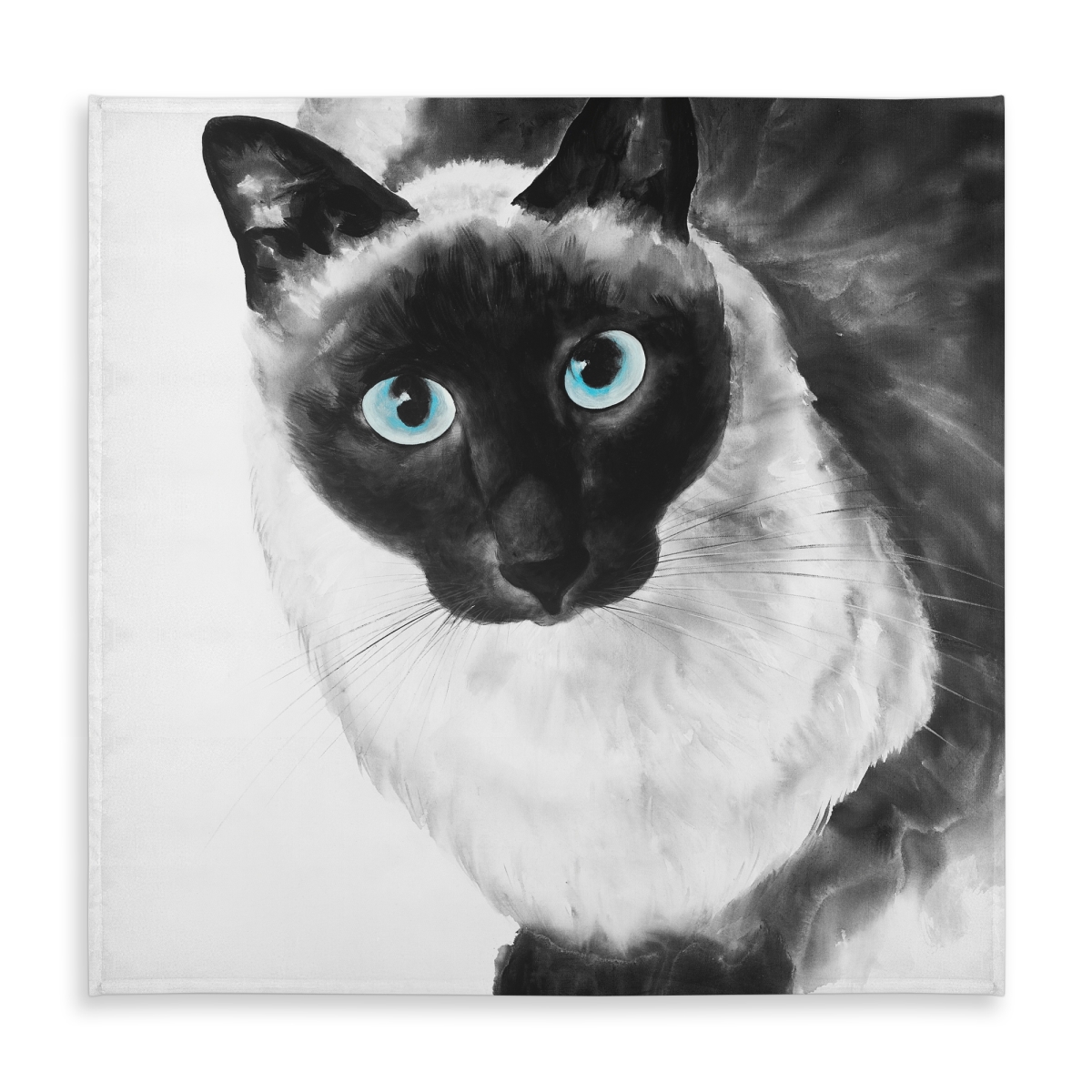 Picture of Begin Home Decor C1TC5858BY152Q 58 x 58 in. Blue Eyes Siamese Cat Tablecloth - Turquoise Minimalist Decor