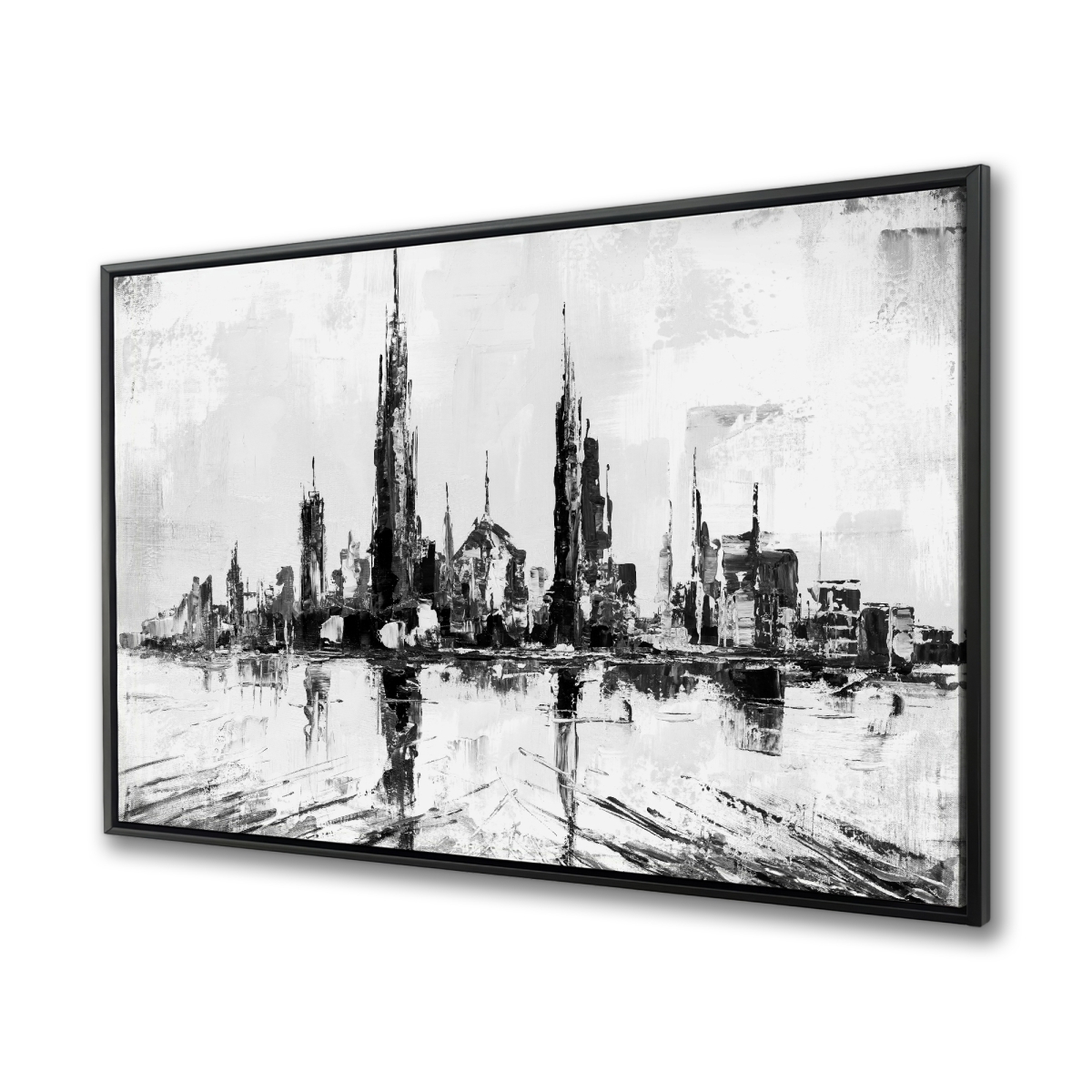C1FC36482LPG00 36 x 48 in. Abstract & Texturized Mono City - Framed Canvas Home Decor