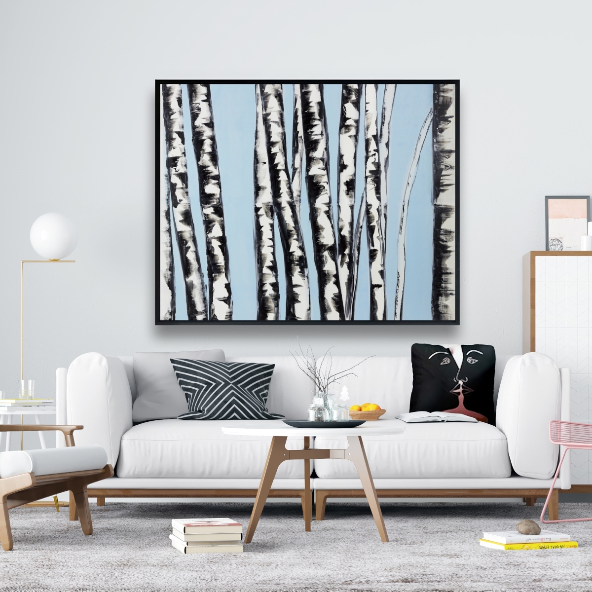 C1FC4860D5U3XP 48 x 60 in. Pastel Birches - Framed Canvas Landscape for Home Decor