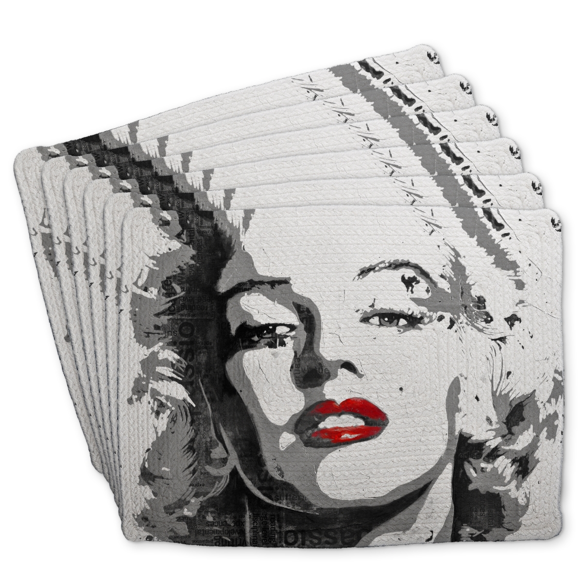 Picture of Begin Home Decor C6BP14187UKD39 14 x 18 in. Marilyn Monroe Braided Polyester Placemat - Home Decor - Set of 6