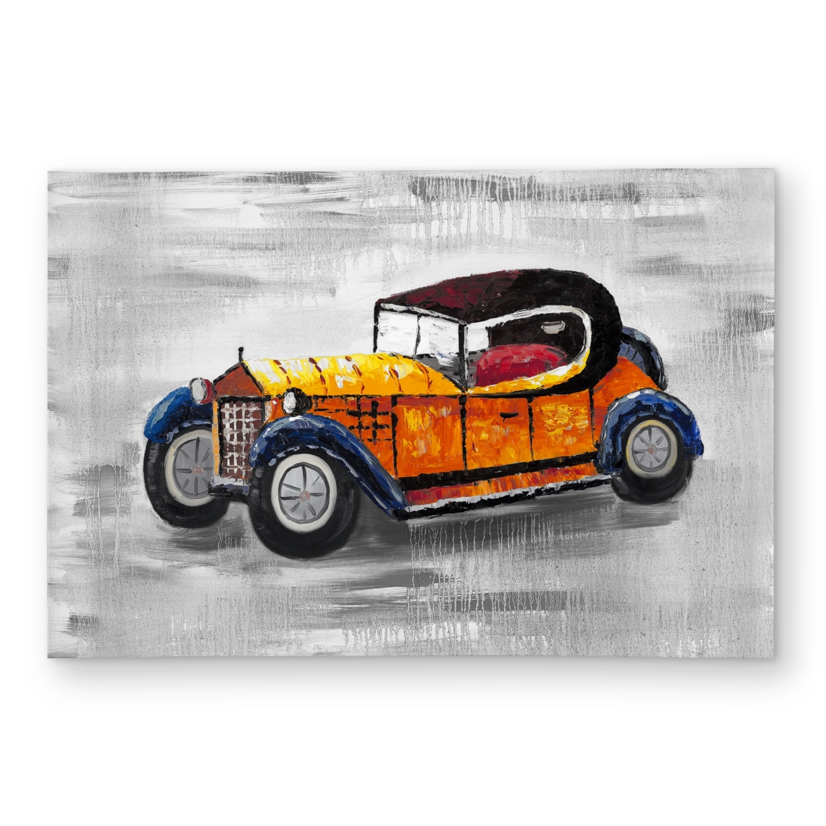 C1ROAR2375LU9O 2 x 3 ft. Yellow Vintage Car Toy - Gray Outdoor Area Rug for Home Decor - Rectangle