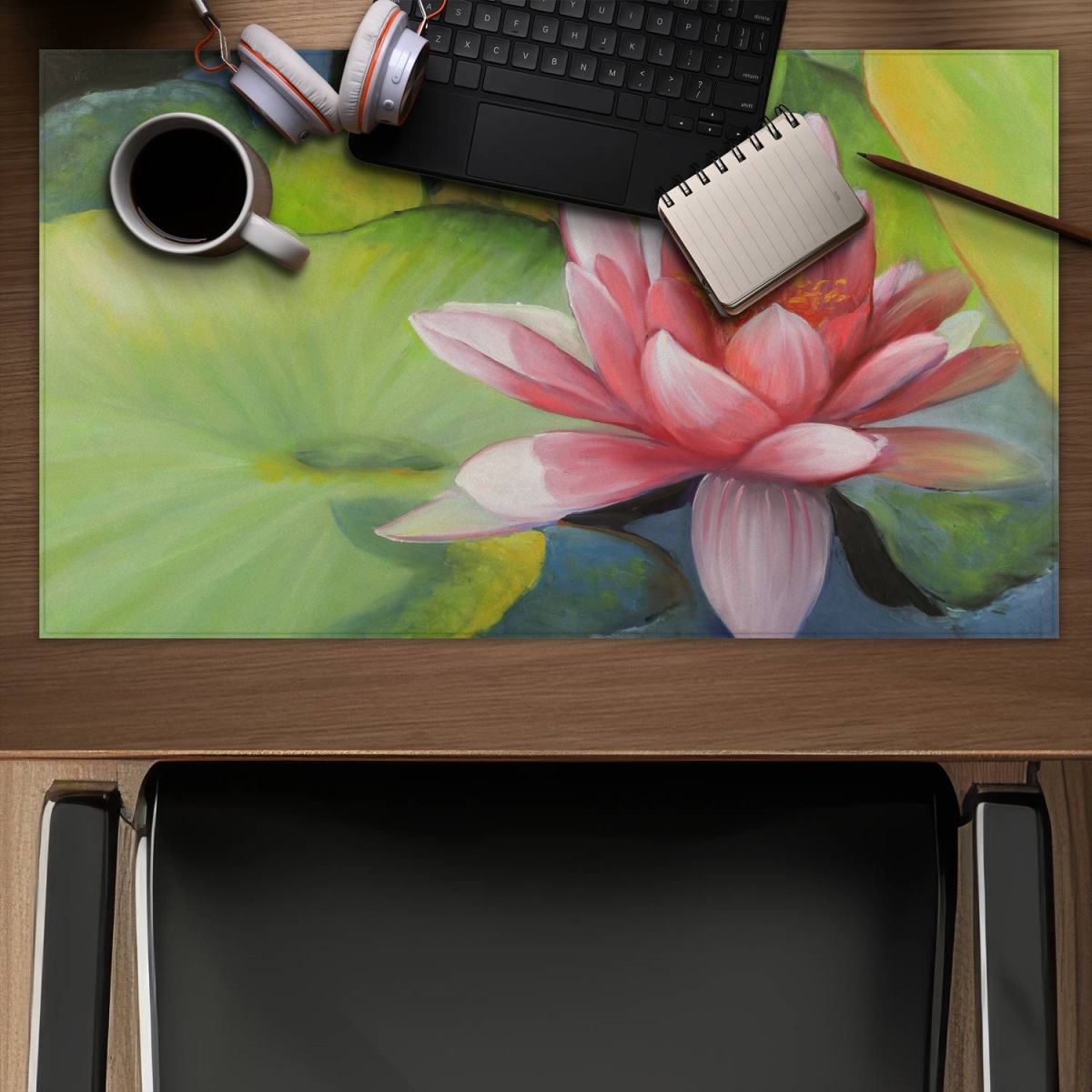 C1DM1424U7U2WG 14 x 24 in. Water Lilies & Lotus Flowers - Romantic Gaming Mat - Home Decor