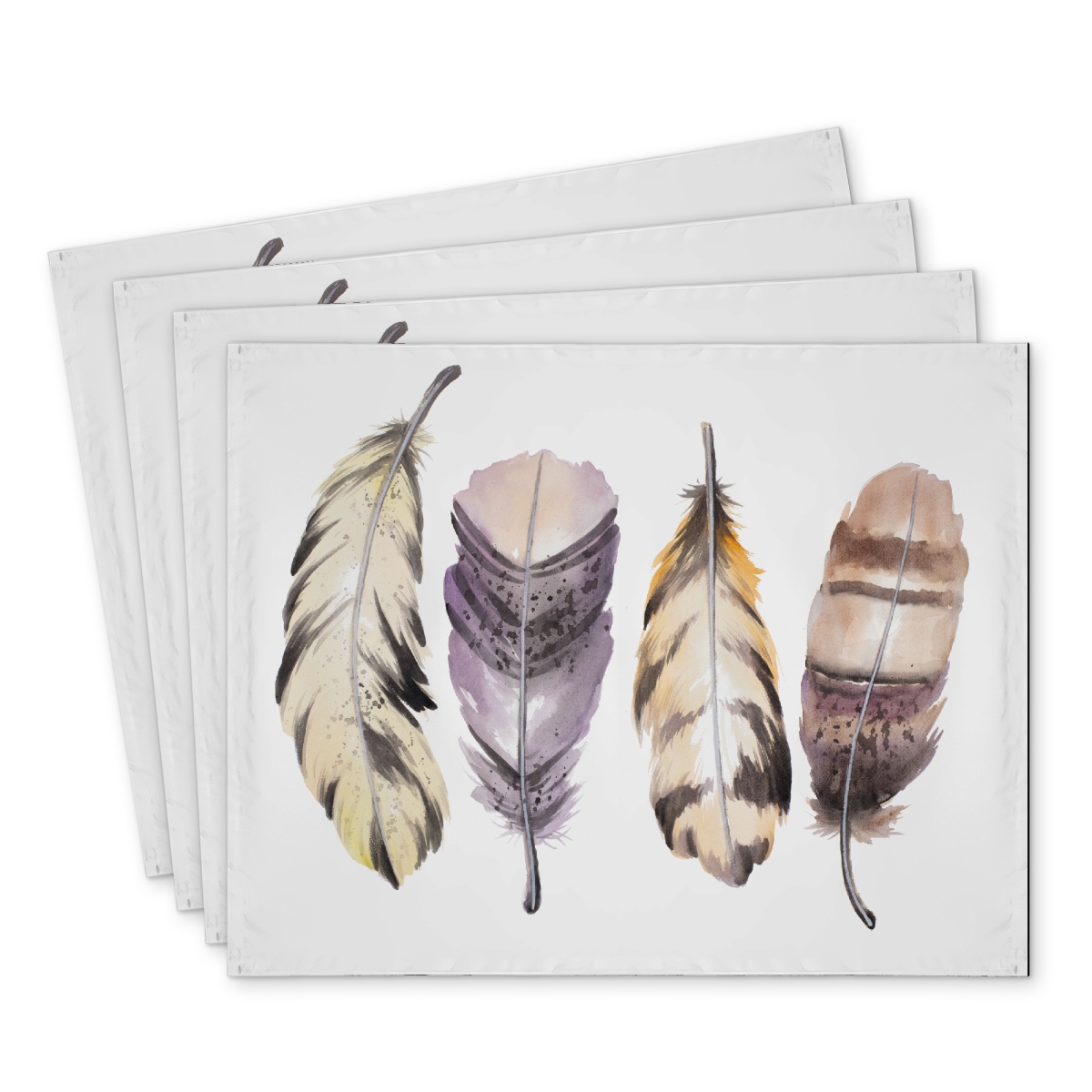 Picture of Begin Home Decor C4PP1418YM8Y2L 14 x 18 in. Purple Feather Set - Polyester Placemats for Home Decor - Set of 4