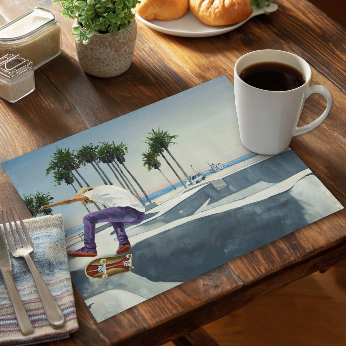 Picture of Begin Home Decor C4PP1418PB7H4U 14 x 18 in. Skate Park California Polyester Placemat - Home Decor - Set of 4