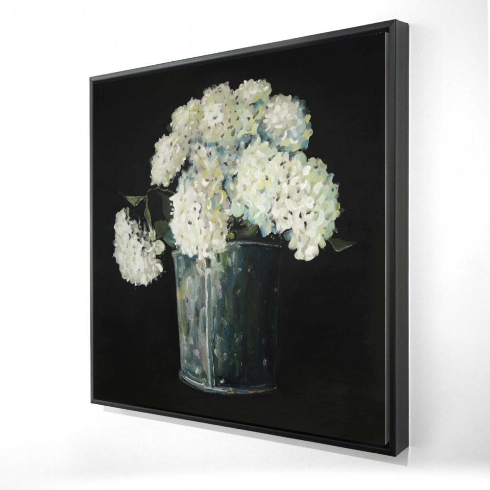 2081-3636-FL358 36 x 36 in. White Hydrangea Flowers Canvas - Beige Rustic Home Decor