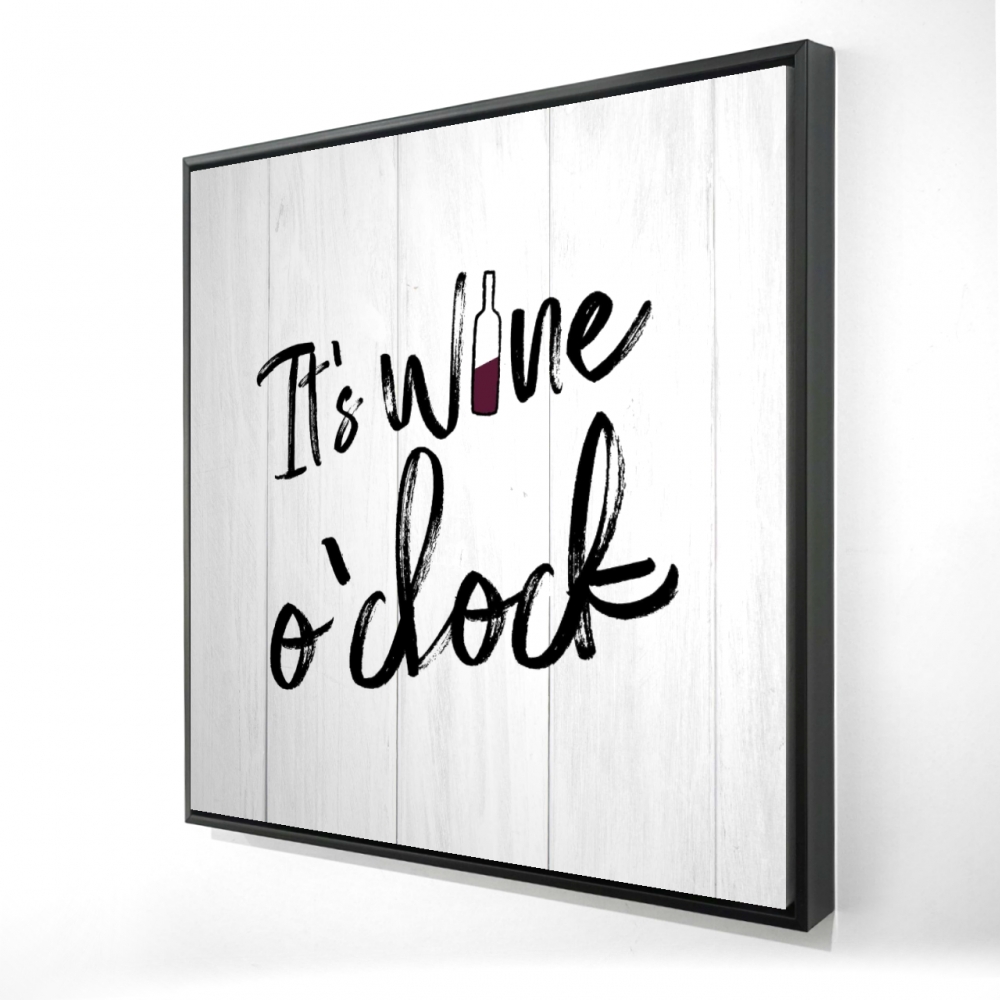 2081-2424-QU32 24 x 24 in. Its Wine O Clock Framed Canvas - Black & White Home Decor