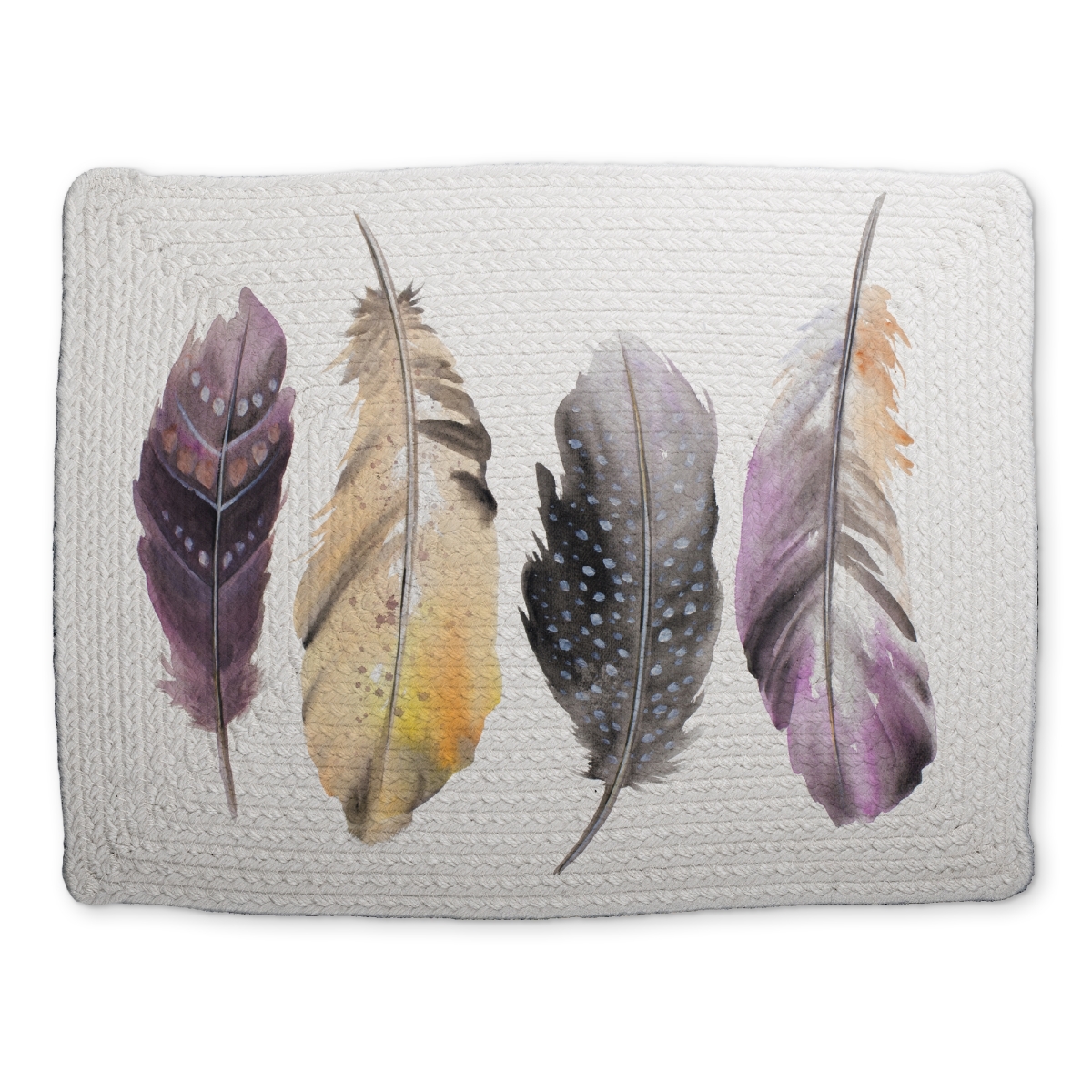 Picture of Begin Home Decor CBPM1418Y1J3SG 14 x 18 in. Bohemian Feather Set Purple Braided Placemat - Home Decor