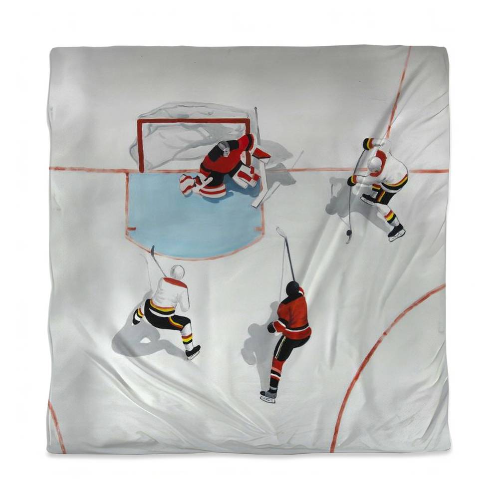 3817-SWCQ-SP74 Queen Size Eventful Hockey Game Duvet Cover - Red Man Cave Decor