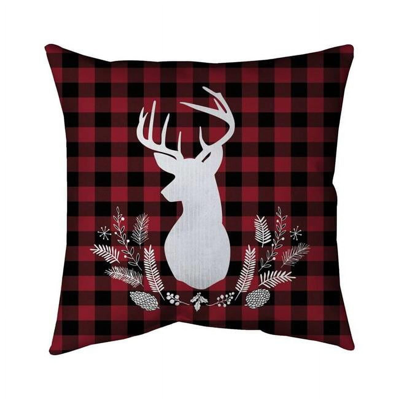 18 x 18 in. Deer Plaid-Double Sided Print Indoor Pillow