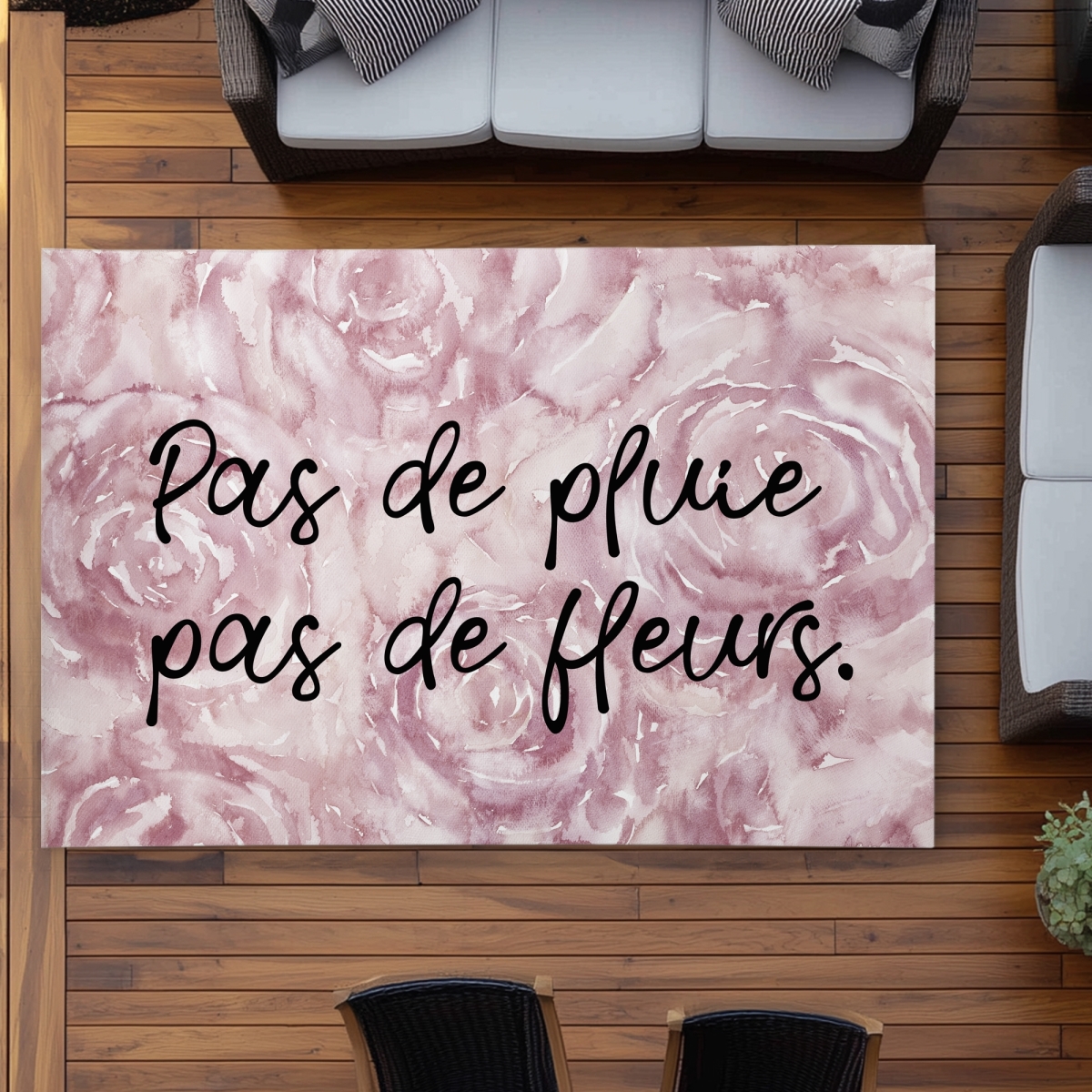 C1ROAR5775455Z 5 x 7 ft. Pas De Pluie Pas De Fleurs - Outdoor Area Rug for Home Decor - Rectangle
