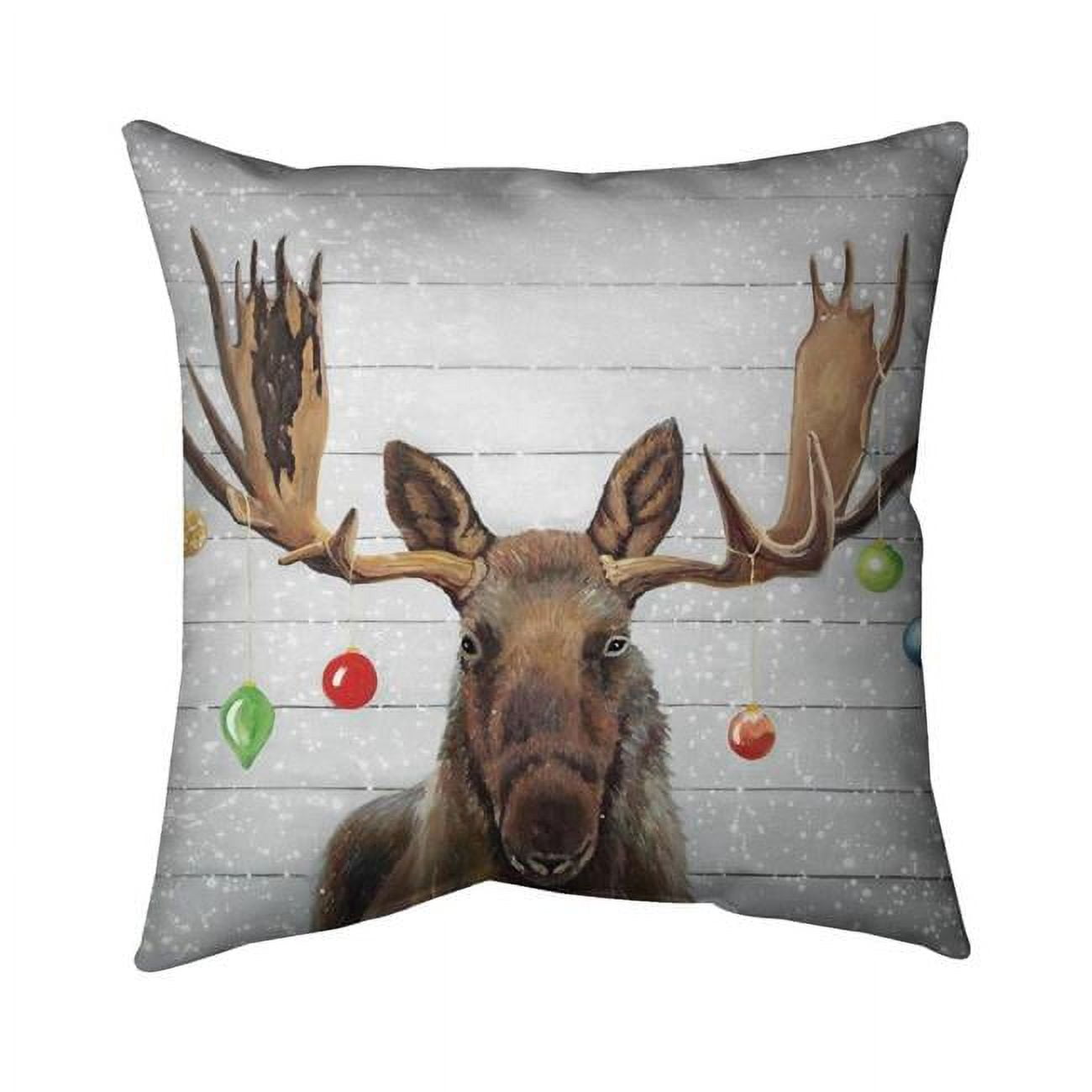18 x 18 in. Moose Has Christmas Balls-Double Sided Print Indoor Pillow