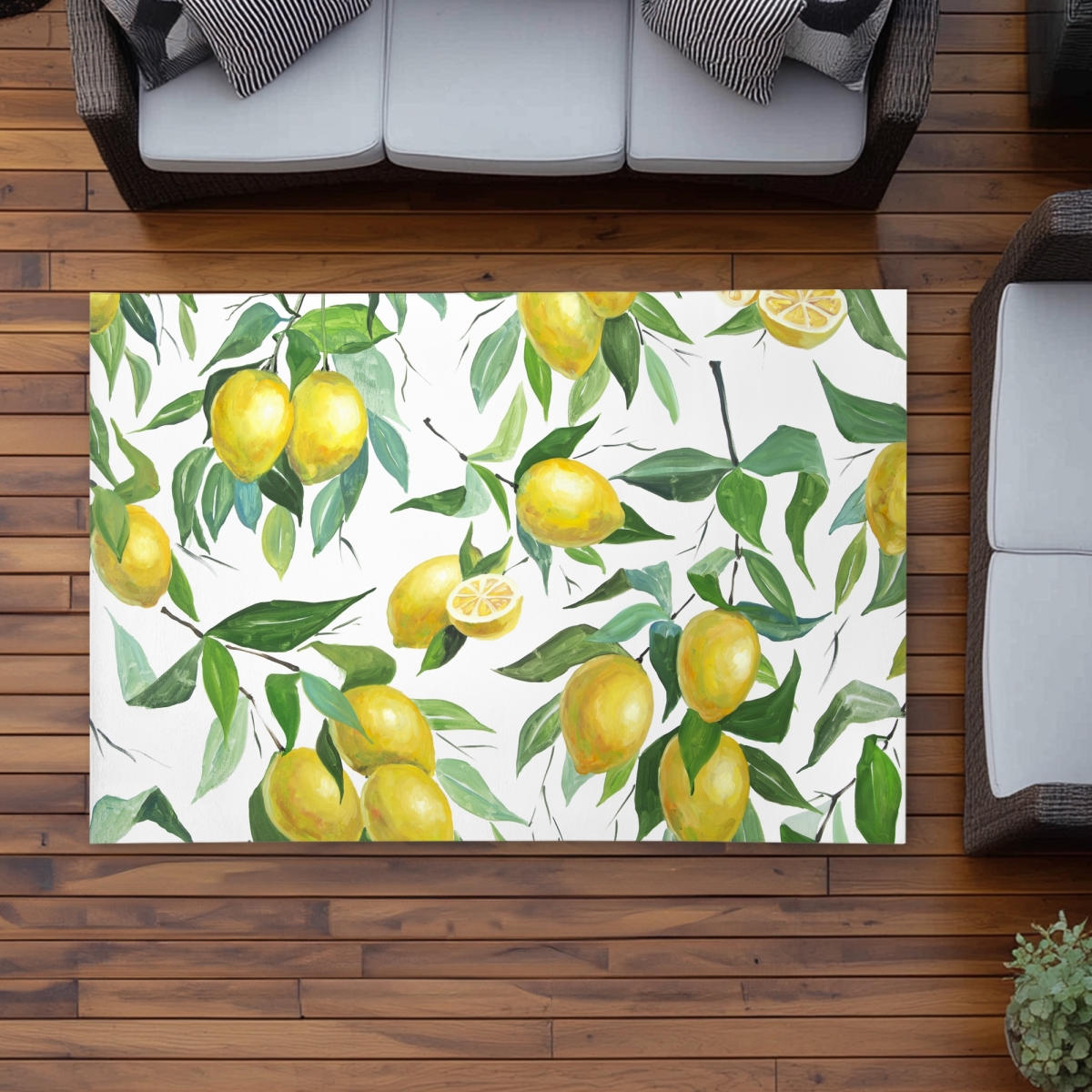 C1ROAR46W1E5E0 4 x 6 ft. Lemon Pattern Outdoor Area Rug - Stylish Kitchen Decor - Rectangle