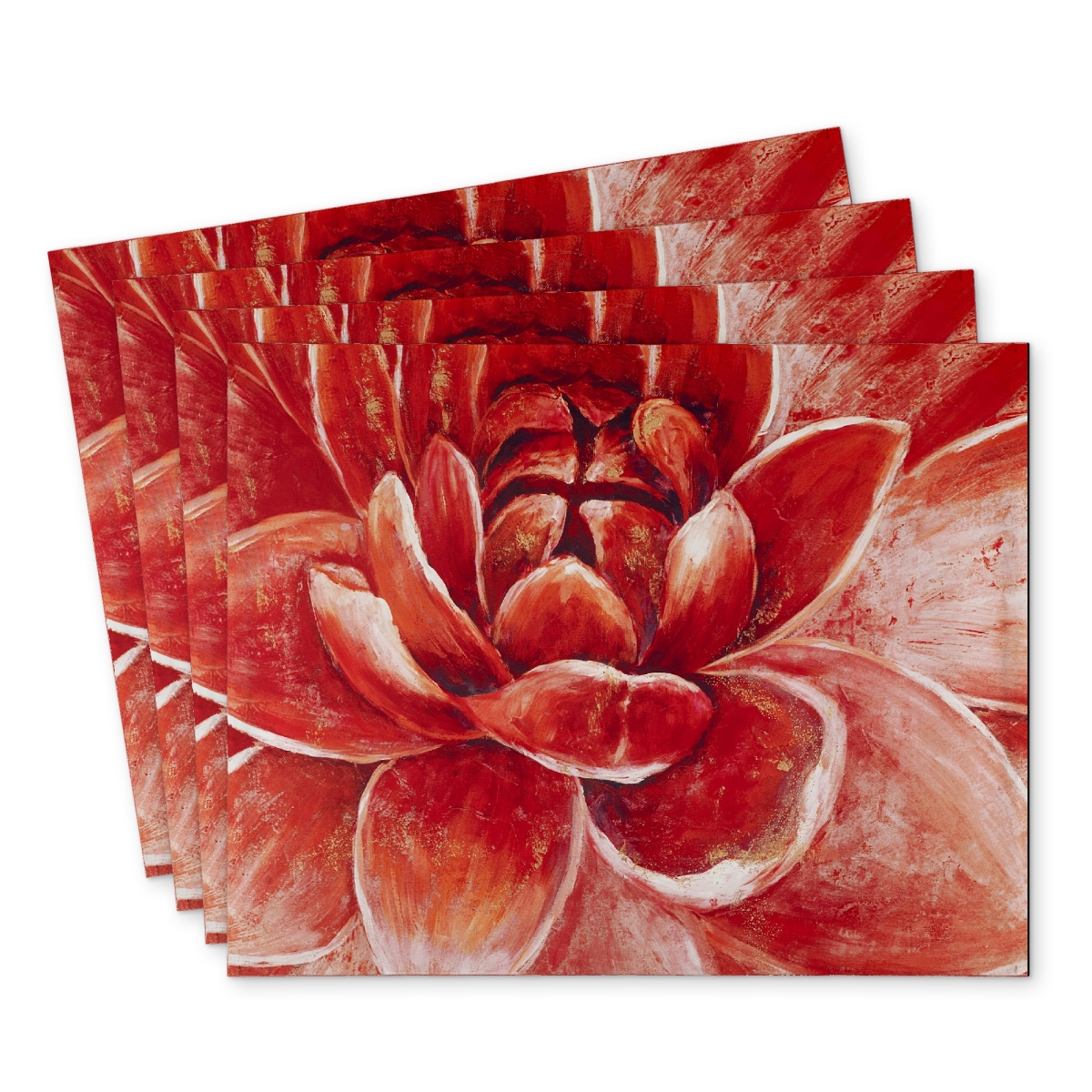 Picture of Begin Home Decor C4PP1418HJ0WWT 14 x 18 in. Red Chrysanthemum Polyester Placemat - Home Decor Accent - Set of 4