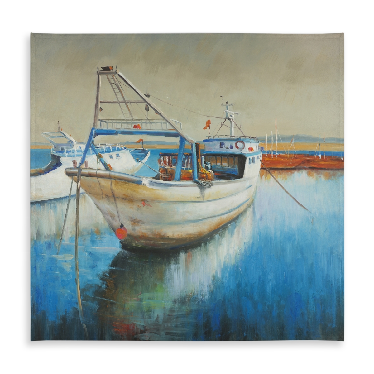 Picture of Begin Home Decor C1TC58584AEHNN 58 x 58 in. Fishing Boat Orange Contemporary Indoor Outdoor Tablecloth