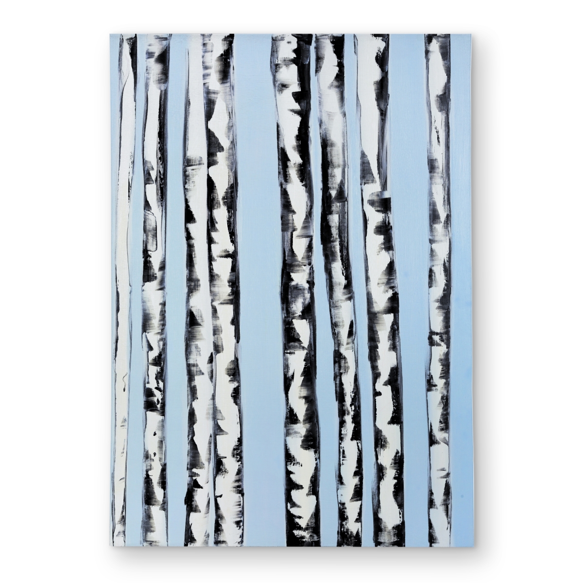 C1ROAR57DL4GQF 5 x 7 ft. Birches on a Blue Background - Modern Black Outdoor Rug - Rectangle