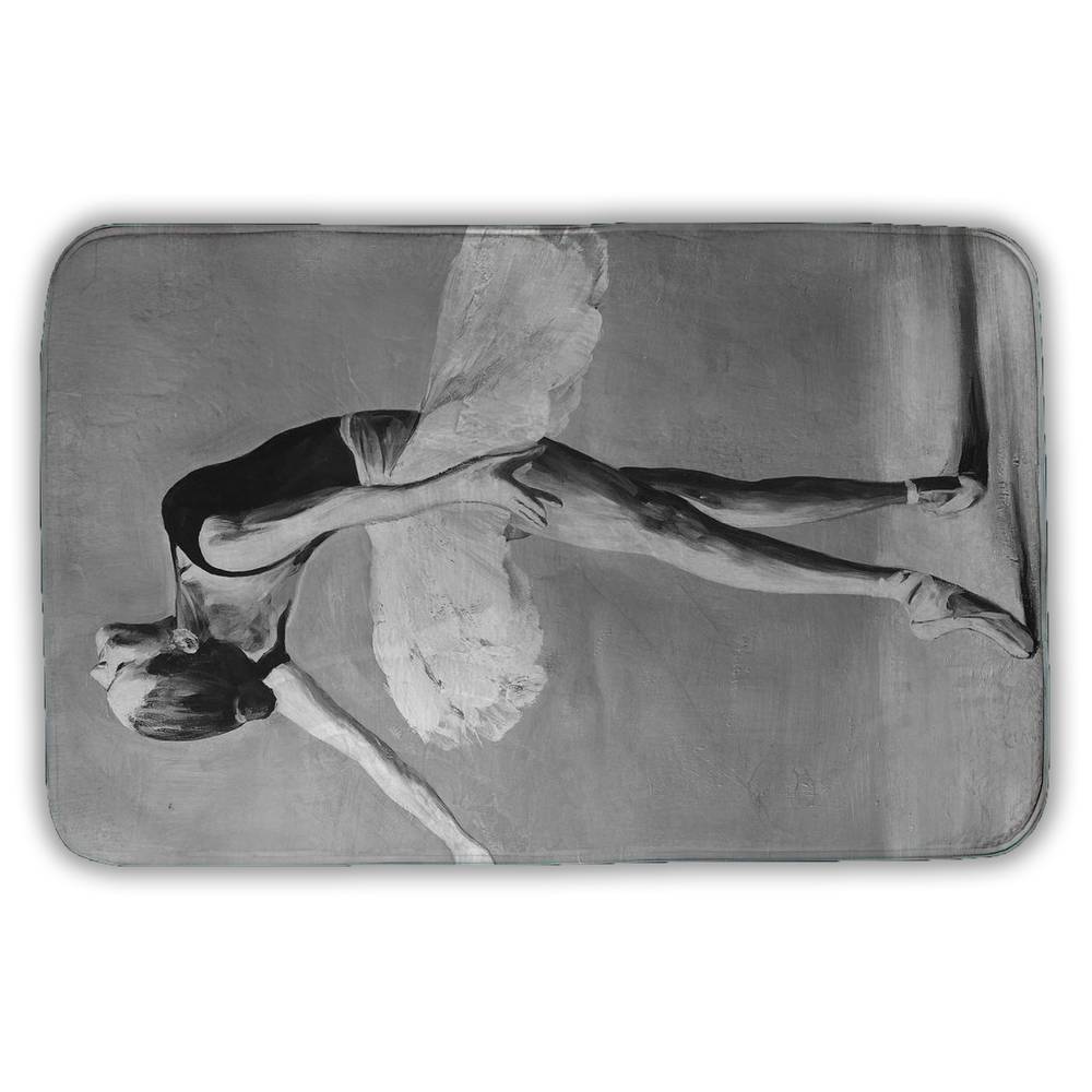 5930-3421-SP23 21 x 34 in. Classic Ballet Dancer Monochrome White Bath Mat for Home Decor