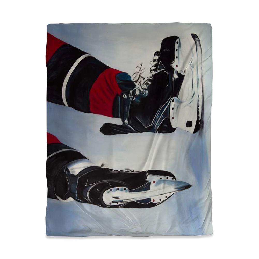 3817-HWCT-SP77 Twin Size Blue Hockey Player Duvet Cover - Man Cave Home Decor