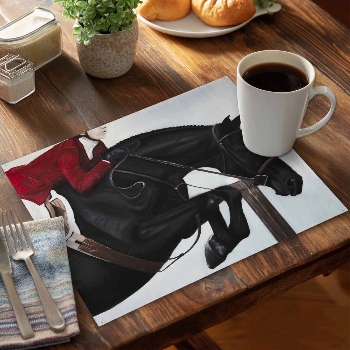 Picture of Begin Home Decor C4PP141811SGFC 14 x 18 in. Riding Competition Polyester Placemat - Home Decor Accent - Set of 4