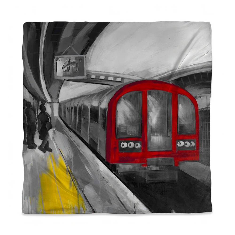 3817-SWCQ-TR27-1 Queen Size Gray Transportation Man Cave Duvet Cover - Waiting Subway