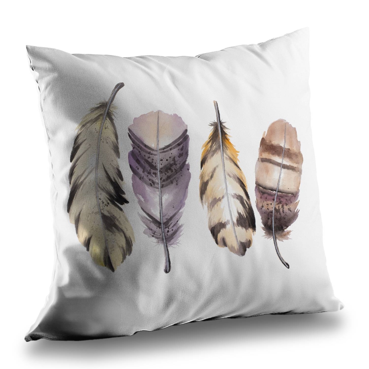 C1PT1414OLB6MS 14 x 14 in. Purple Feather Set - Romantic Beige Poly Twill Throw Pillow