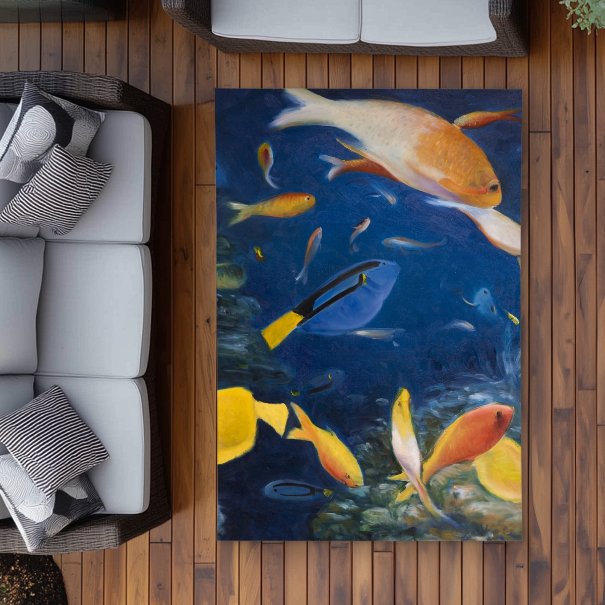 C1ROAR46RZ4H3H 4 x 6 ft. Colorful Fish Under the Sea Rug - Exotic Bedroom Decor - Rectangle