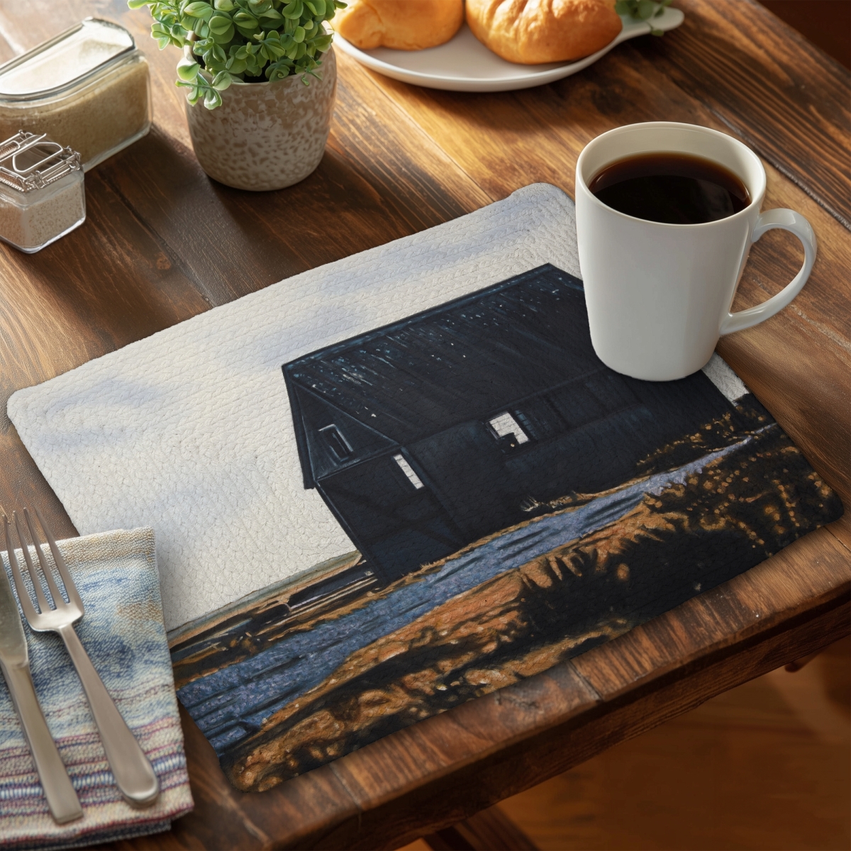 Picture of Begin Home Decor C4BP1418MQUVKM 14 x 18 in. Abandoned Barn Braided Polyester Placemat - Home Decor - Set of 4