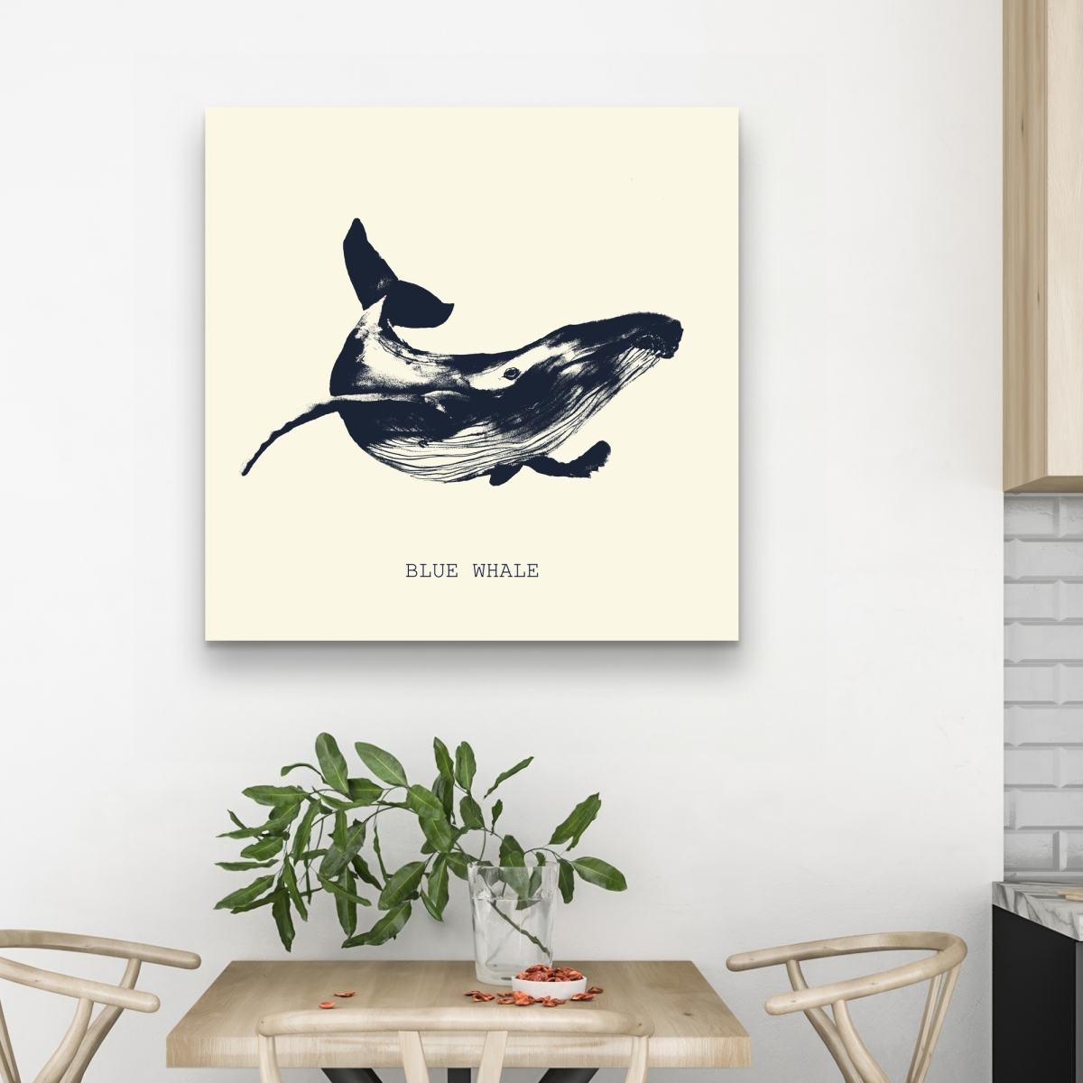 C1RC3232NUPSYI 32 x 32 in. Blue Whale Sketch - Illustrative Blue Canvas for Home Decor