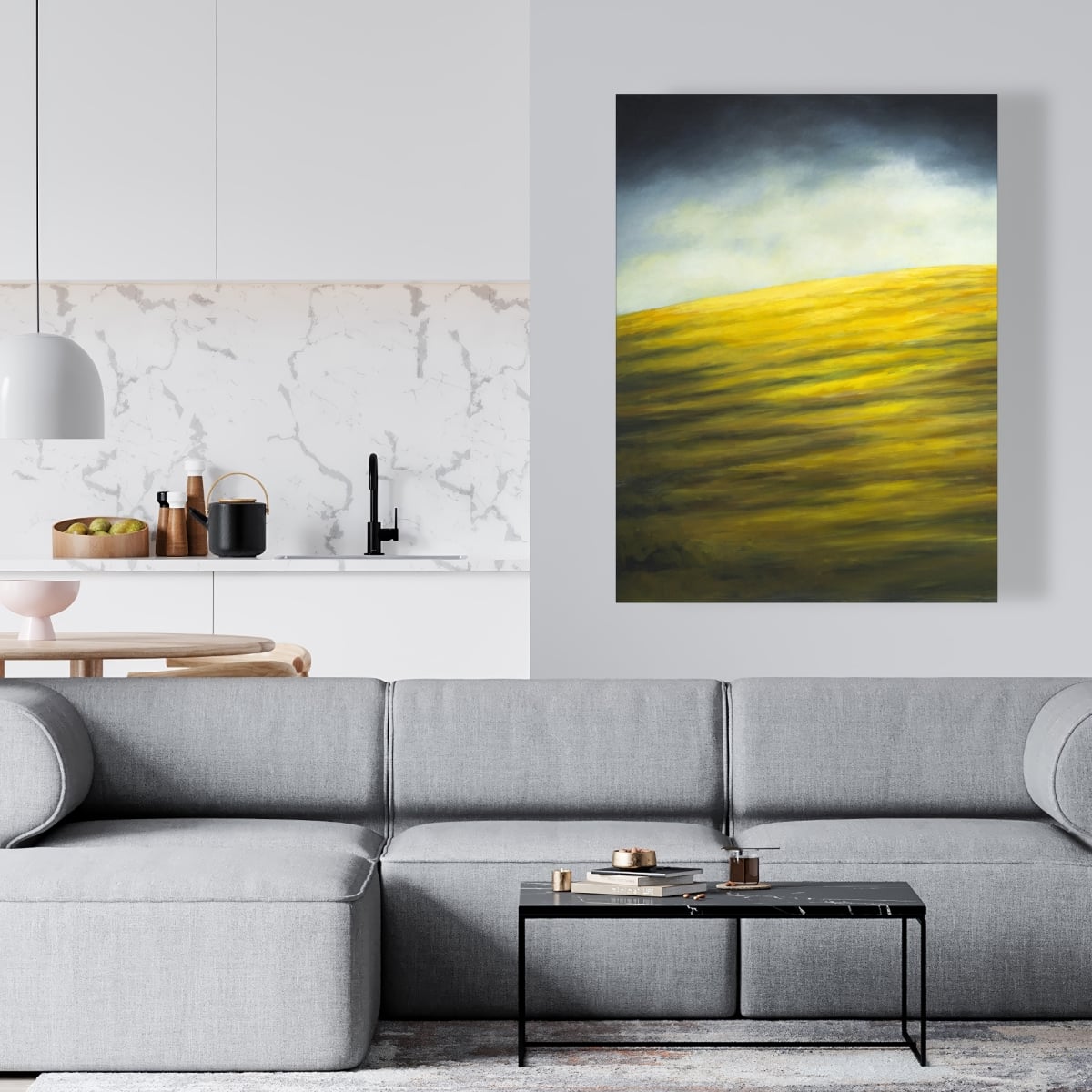 C1RC3648WJA9K4 36 x 48 in. Hillock - Rustic Yellow Canvas for Home Decor - Unique Art