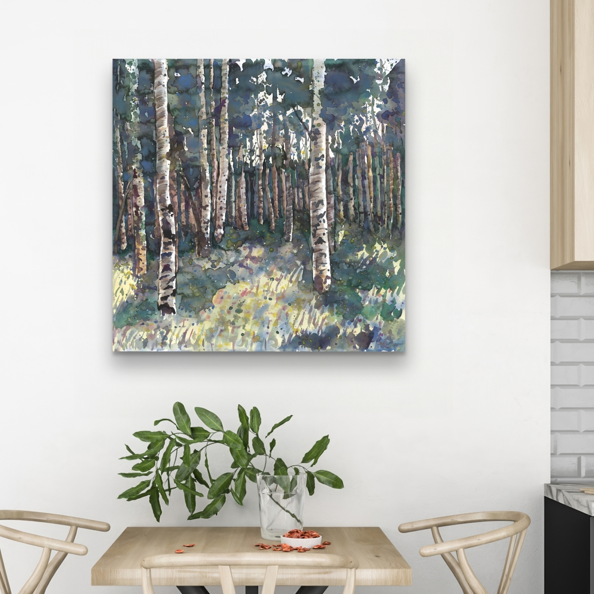 C1RC3232LDIXAV 32 x 32 in. Birches - Green Leaves Canvas for Elegant Home Decor