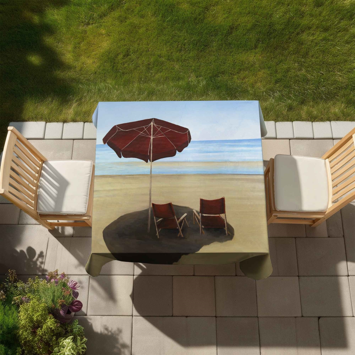 Picture of Begin Home Decor C1TC5858PIMLYH 58 x 58 in. Relax At the Beach Tablecloth - Exotic Sea Decor, Indoor & Outdoor